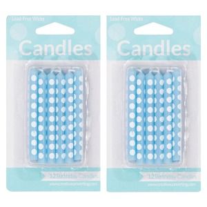 24 Creative Converting Cake Candle, 2.25", Light Blue Polka Dot (2x 12)‎